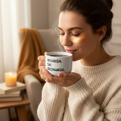 Nourish. Sip. Recharge. | 25oz Ceramic Latte Mug with Ergonomic C-Handle