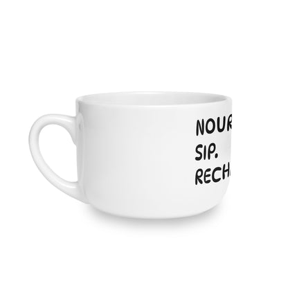 Nourish. Sip. Recharge. | 25oz Ceramic Latte Mug with Ergonomic C-Handle