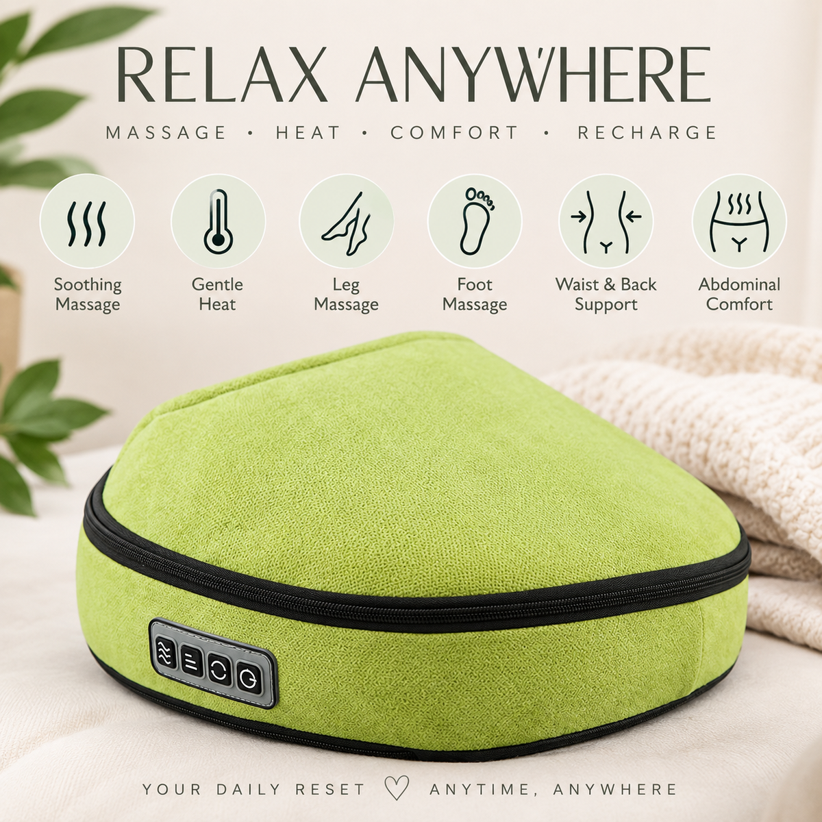 The Foot Reset™ | 3-in-1 Heated Shiatsu Massager for Feet, Waist & Back