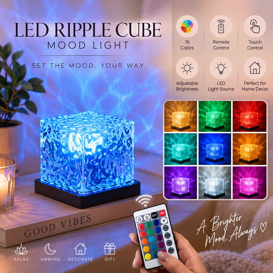 The Ambient Reset™ | LED Water Ripple Rotating Night Light