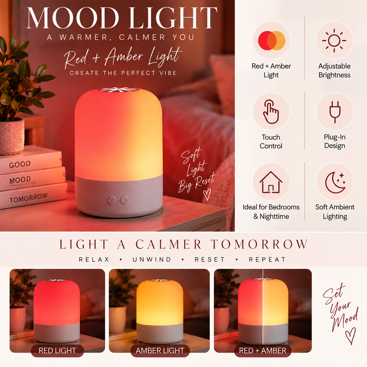 The Wind Down Glow™ | Red + Amber Light Relaxation Set