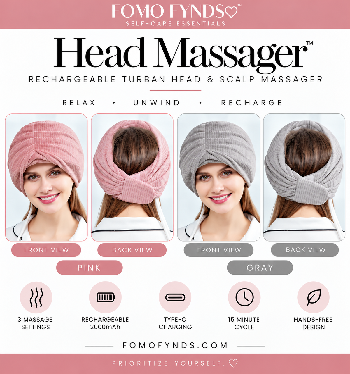 The Head Reset™ | Rechargeable Heated Turban Head & Scalp Massager