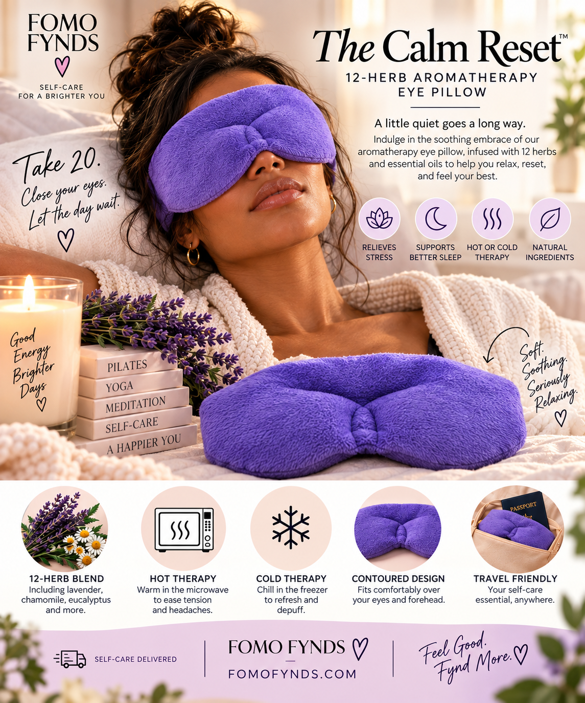 The Serene Reset™ | Hot/Cold Scented Aromatherapy Eye Pillow