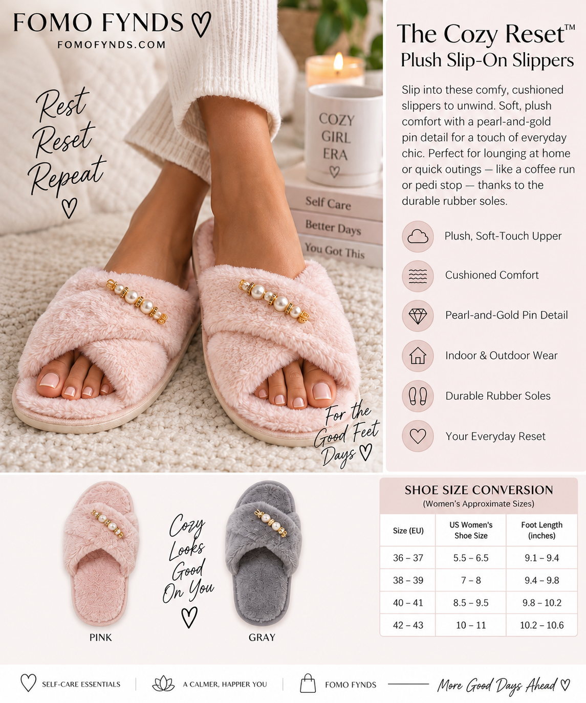 The Cozy Reset™ | Plush Cushioned Slip-On Slippers