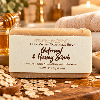 Natural Goat Milk Soap | Exfoliating Scrub | Oatmeal & Honey