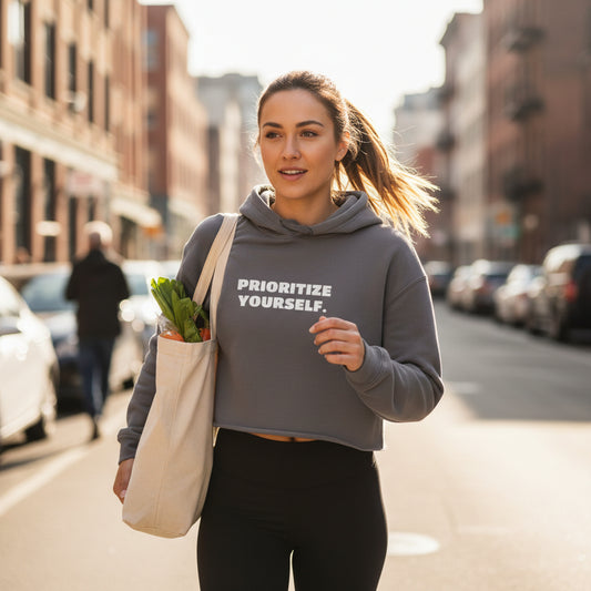 Prioritize Yourself. | Eco Premium Cropped Hoodie