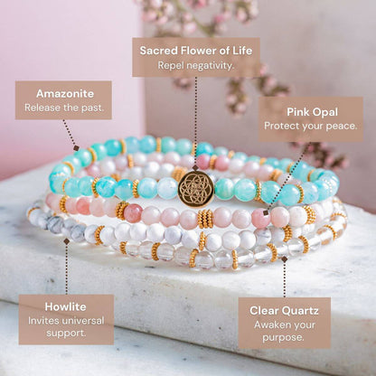 The Reset Stack™ |Stress Relief 4-Piece Natural Stone Bracelet Set